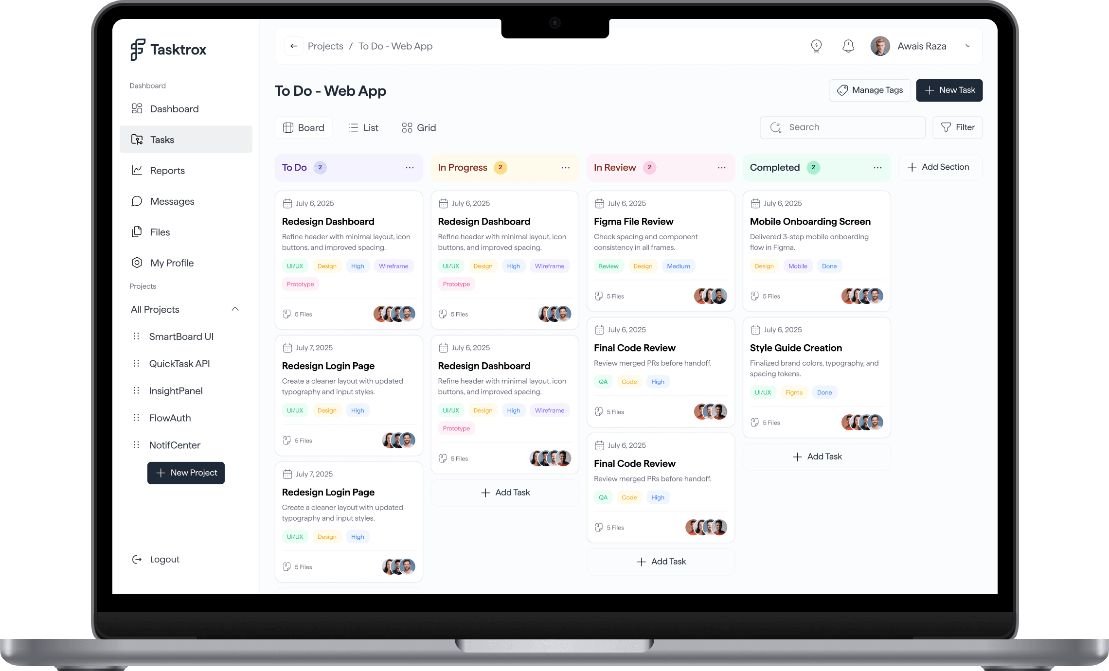 Kanbex Dashboard on MacBook